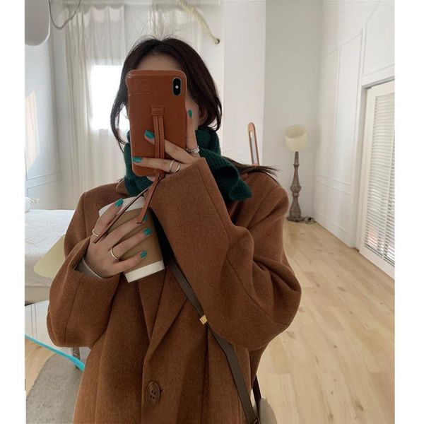 

women's wool & blends woolen blazer autumn and winter korean style loose thick quilted age-reducing student mori design sense niche top, Black