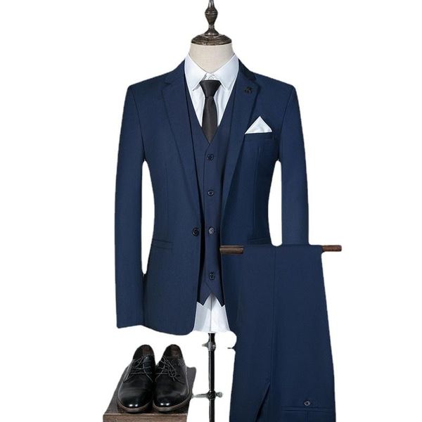 

men's suits & blazers 3 pieces business blazer+vest+pants suit sets men autumn fashion solid slim wedding set vintage classic male dres, White;black