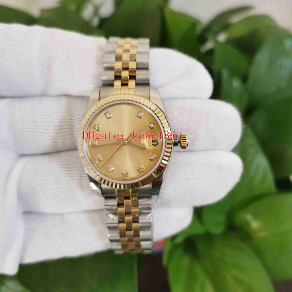 

wf maker ladies watches wristwatches 28mm 179173 yellow gold & steel sapphire eta cal.2671 movement mechanical automatic two tones jubilee b, Slivery;brown