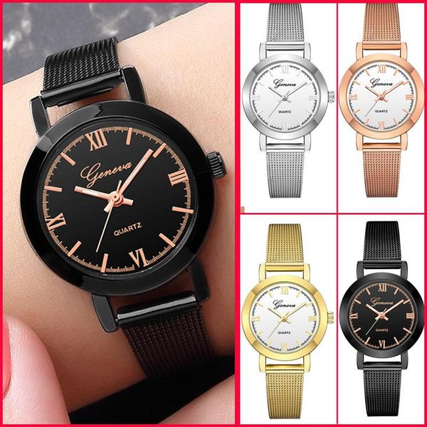 

wristwatches watches for women fashion quartz watch cute small style milanese mesh band stainless steel ladies wrist montre femme 2021, Slivery;brown