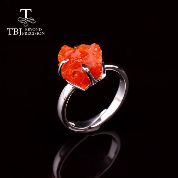 

cluster rings 2021 natural mexico fire opal ring handmade gemstone rough 925 sterling silver fine jewelry for women birthstone october, Golden;silver
