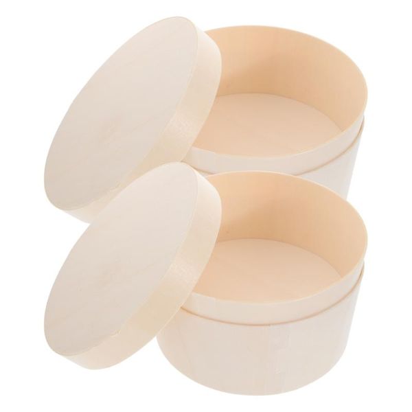 

gift wrap 2pcs 4 inch round cheese cake box wood birthday festival party carrier