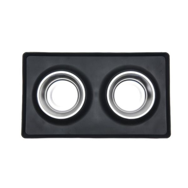 

cat bowls & feeders slow food anti-choking pet silicone double bowl stainless steel puppy feeder dog and accessories feeding supplies