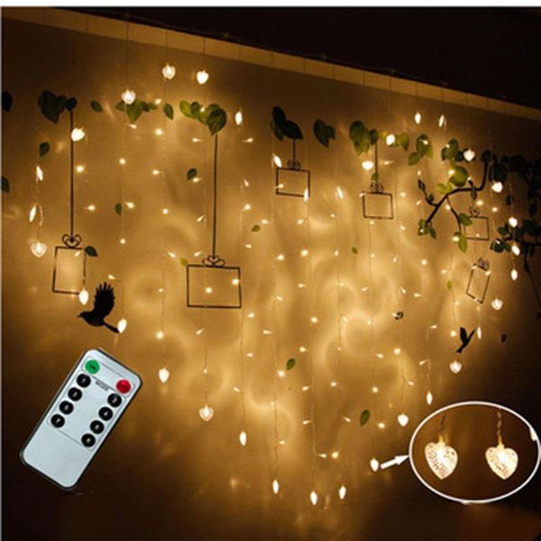 

strings heart-shaped led curtain light string remote control fairy tale garland bedroom wedding home decoration holiday lights