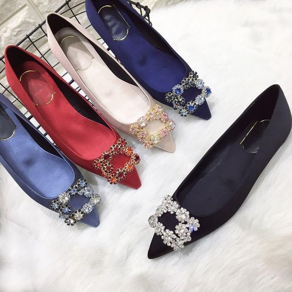 

dress shoes fashion ladies pumps elegant rhinestones silk satin low heel women's crystal metal buckle party1, Black