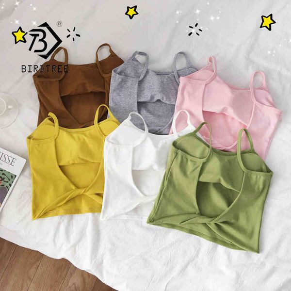 

women summer crop sleeveless short cotton u collar bar tube women clothing t12201x 210419, White