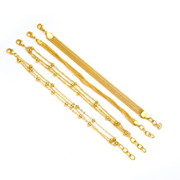 

women bracelet wrist beads chain link 18k yellow gold filled pretty simple style girl lady jewelry gift, Black