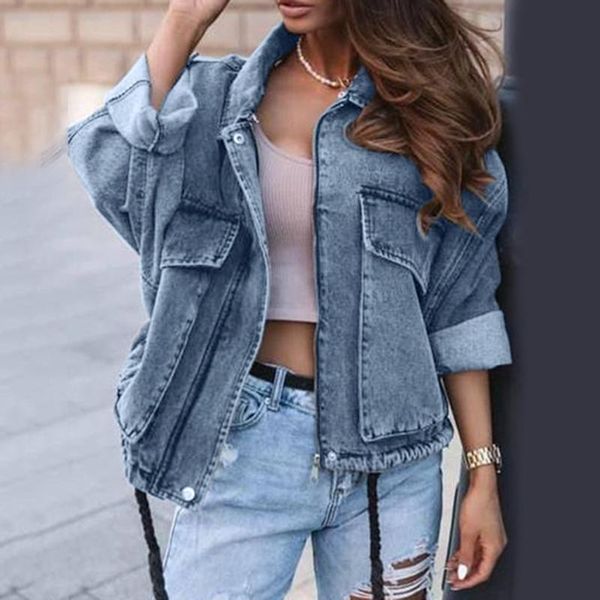 

women's jackets denim jacket women spring autumn fashion casual ladies jeans coat cropped streetwear loose-fit chaquetas, Black;brown