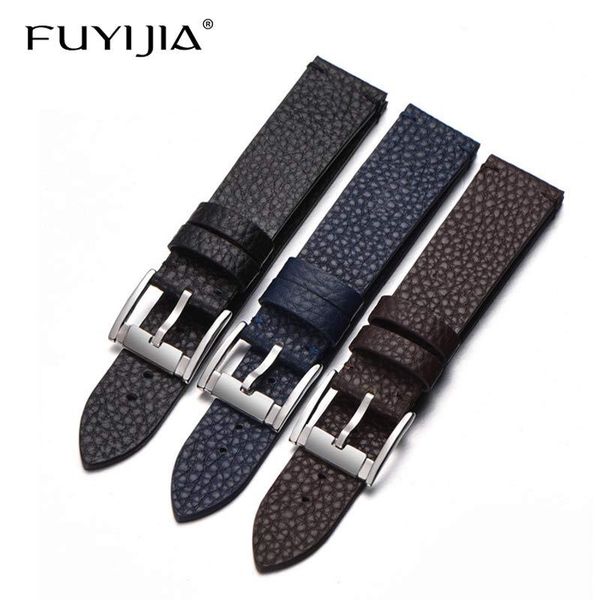 

watch bands brand watches strap lychee pattern cowhide band 16mm 18mm 20mm 22mm stainless steel pin buckle genuine leather belt, Black;brown