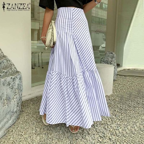 

skirts 2022 summer elegant women striped maxi casual female patchwork bottoms ladies holiday oversize, Black