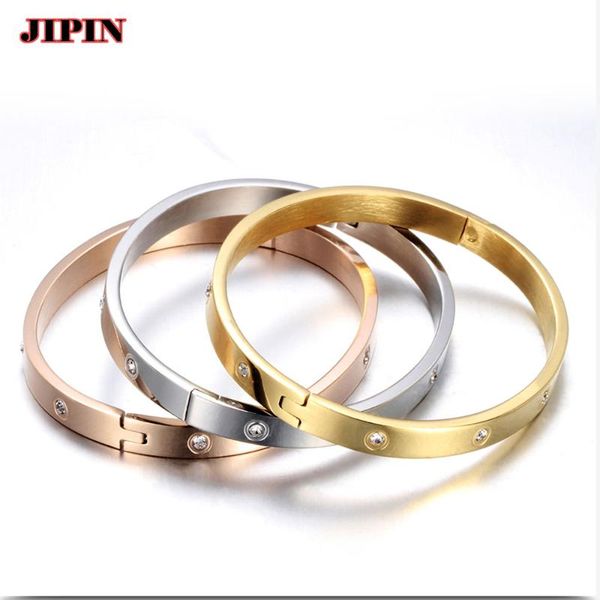 

bangle fashion crystal lover bracelet bangles stainless steel with cubic zirconia golden women jewelry gift accessories b01064, Black