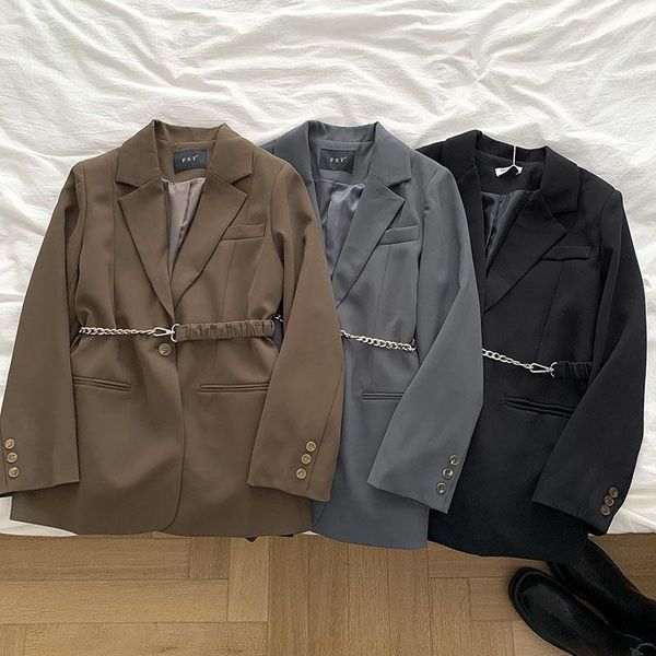 

coat suit women elegant designer brown jacket spring autumn 2021 ly veste femme manteau blazer femenino with belt, White;black
