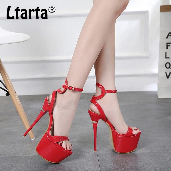 

summer nightclub ultra-heeled sandals stiletto waterproof platform open-toe patent leather cwf, Black