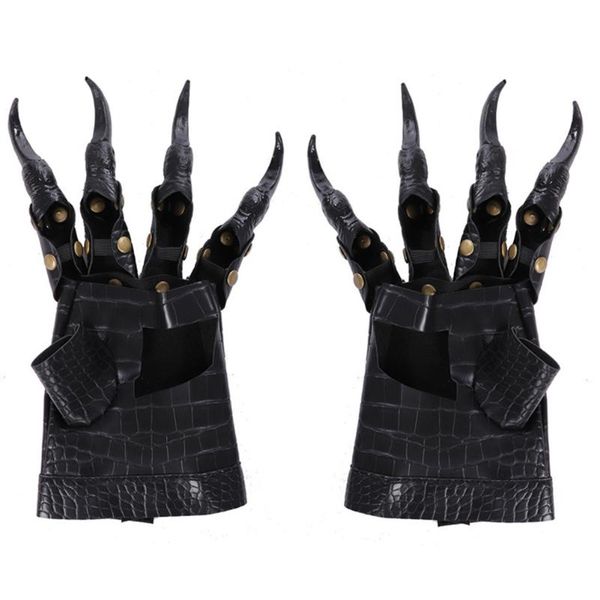 

wrist support 1 pair leather halloween long gloves fingernails clubwear cosplay costumes props performance ghost, Black;red