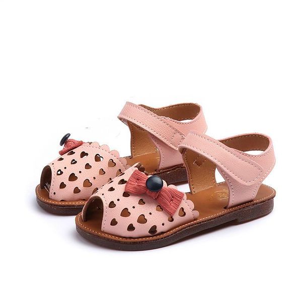 

summer children's sandals girl's head hollow-kick-proof bow-tie princess shoes baby girls, Black;red