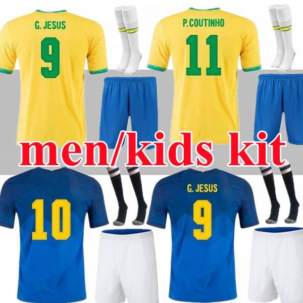 

brasil neres coutinho soccer jersey 2021 2022 camiseta de futebol brazils g.jesus firmino 20 21 football shirt men + kids kit set uniforms, Black