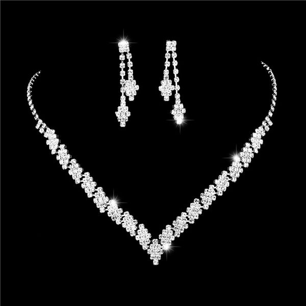 

bridal wedding necklace earrings jewelry set claw zircon chain fashion women bridesmaid pgraphy acc, Silver