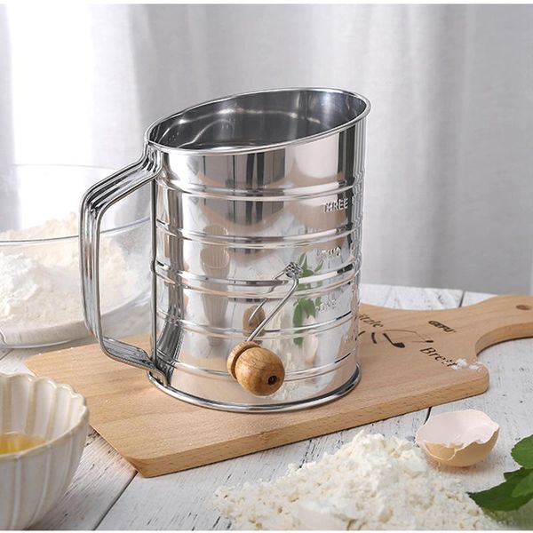 

colanders & strainers flour sieve handheld stainless steel powder sifters hand-sieved sugar mesh strainer with scale baking accessories
