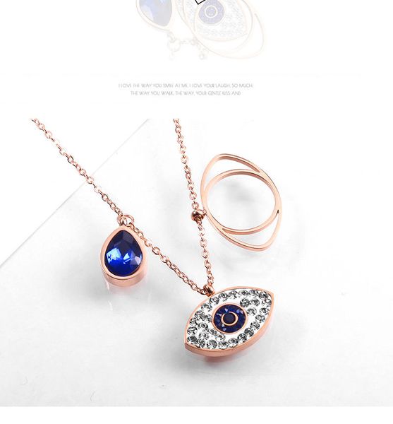 

trendy devil's eye necklace gem titanium steel chain, Silver