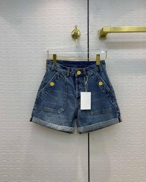 

women's jeans spring/summer 2021 casual wind commute simple roll-up wash denim shorts, Blue