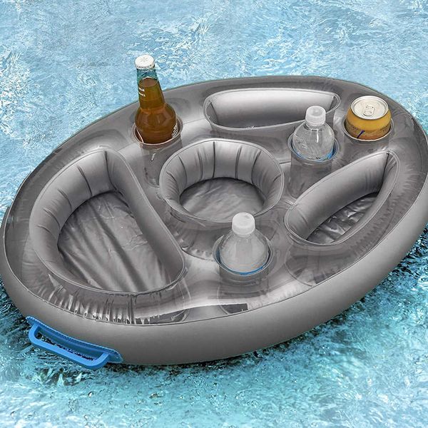 Sommer Aufblasbare Float Bier Tablett Party Eimer Tasse Halter Wasser Spielen Pool Trinken Kühler Tisch für Schwimmen Bar 210630