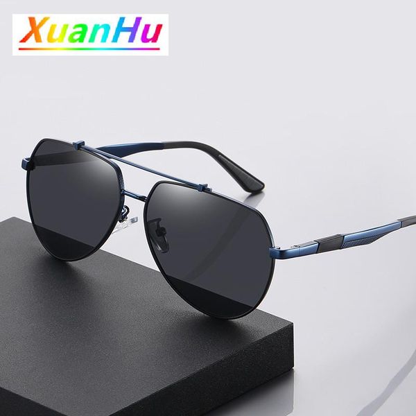 

sunglasses men's metal double beam spring leg polarized 6322, White;black