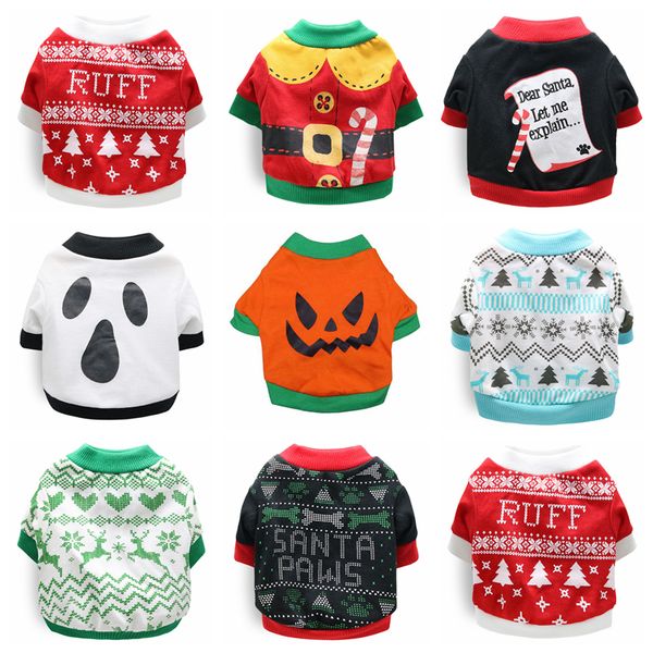 

Dog Apparel Christmas Pet Clothes Halloween Coat Santa Claus Thicken Dogs Sweater Breathable Soft Warm Shirt Winter For Small Doggy, Remark color no a1-a18