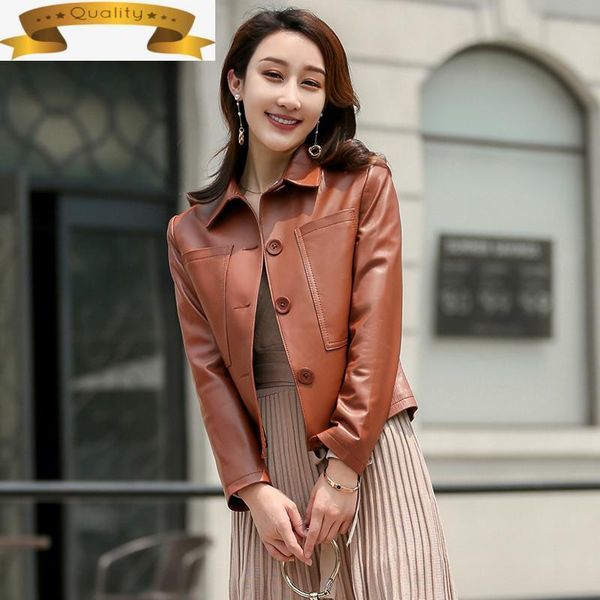 

spring coat 2021 sheepskin genuine leather jacket women autumn korean casual real jackets veste cuir femme z11979 kj4319 women's & faux, Black