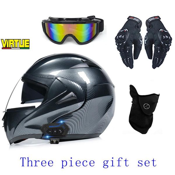 

motorcycle helmets electric bluetooth helmet, men's uncovering double lenses, full running carbon fiber pattern