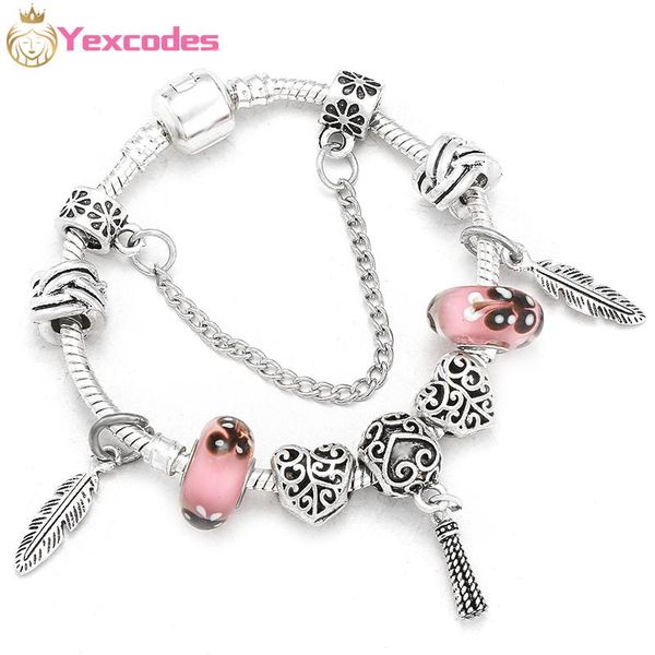 

yexcodes charm ladies bracelets pendant with feather silver plated bracelet, brand bracelet children's jewelry gifts, Golden;silver
