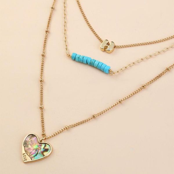 

pendant necklaces fashion multilayer gold chain necklace women jewelry personality natural abalone shell charm fresh water pearl, Silver