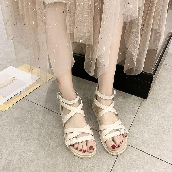 

sandals 2021 cross-tied zipper ankle strap buckle cover heel open toe women shoes fashion summer hollow platform ladies black