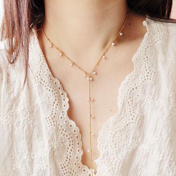 

chains lii ji freshwater pearl shell butterfly 14k gold filled y style choker necklace for wedding party birthday gift, Silver