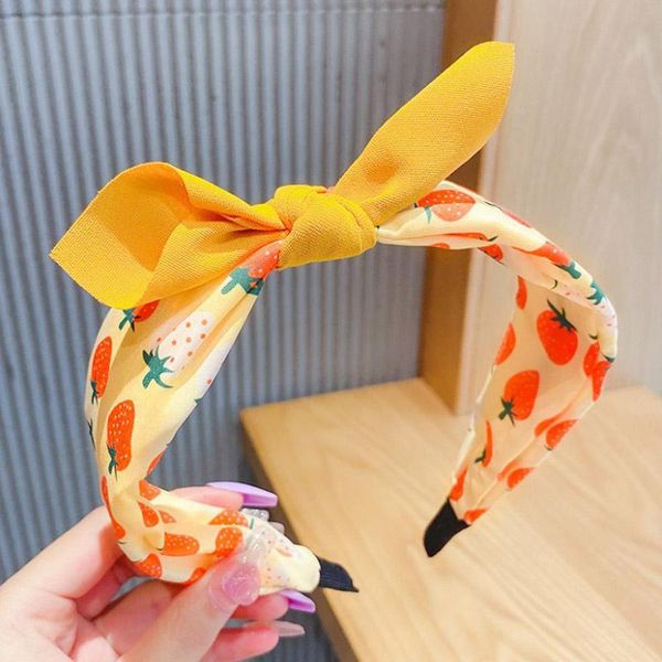 

hair accessories girls bow headband cute cartoon fruit print small ear children band for girl sweet headwear, Slivery;white