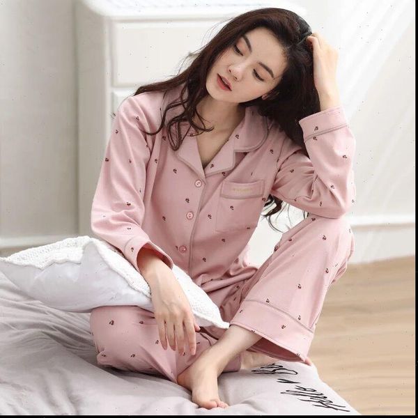 

autumn pajamas sets cotton womens sleepwears style set o neck pyjamas pijamas casual homewear mujer, Black;red