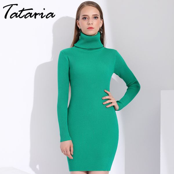 Vestido de suéter outono inverno mulheres gordura de gordura slim knit elegante mangas compridas esvazijos es 210514