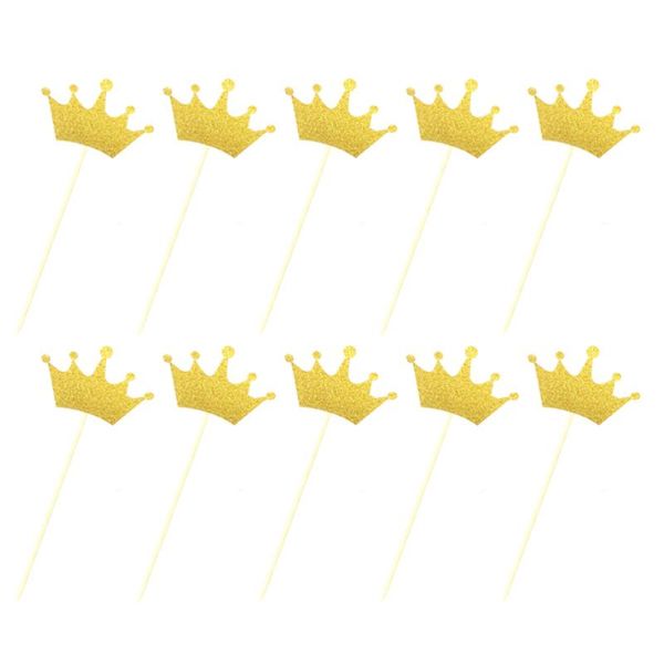 

gift wrap 30pcs golden glitter paper cake ers crown design picks birthday cupcake decoration dessert fruit insert party favor