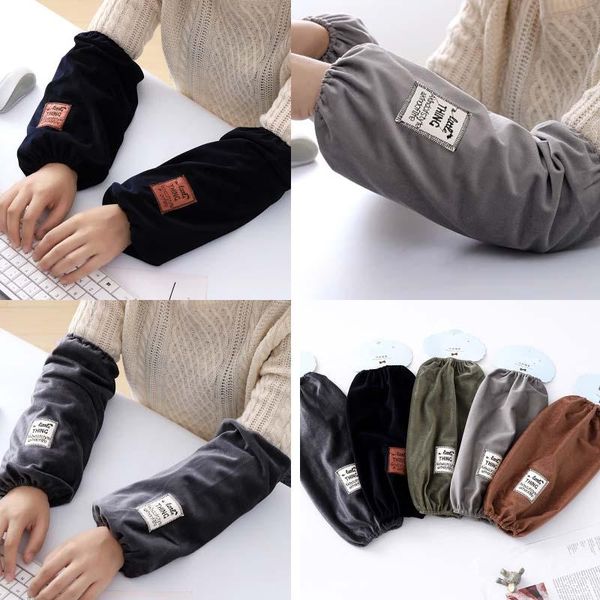 

elbow & knee pads long solid color winter anti-pollution office sleeves patch monochrome crystal velvet stitching autumn daily anti, Black;gray