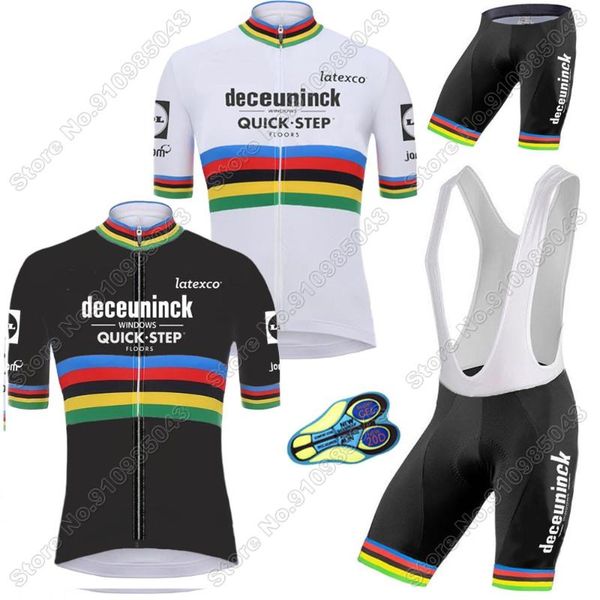 

racing sets suit quick step 2021 cycling jersey world set clothing short sleeve pants bib ropa maillot culotte outdoor, Black;blue