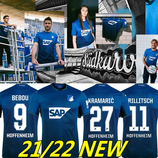 

21/22 tsg 1899 hoffenheim soccer jerseys home krmaric baumgartner grillitsch sesegnon bebou samassekou 2021 2022 jersey football shirts, Black;yellow