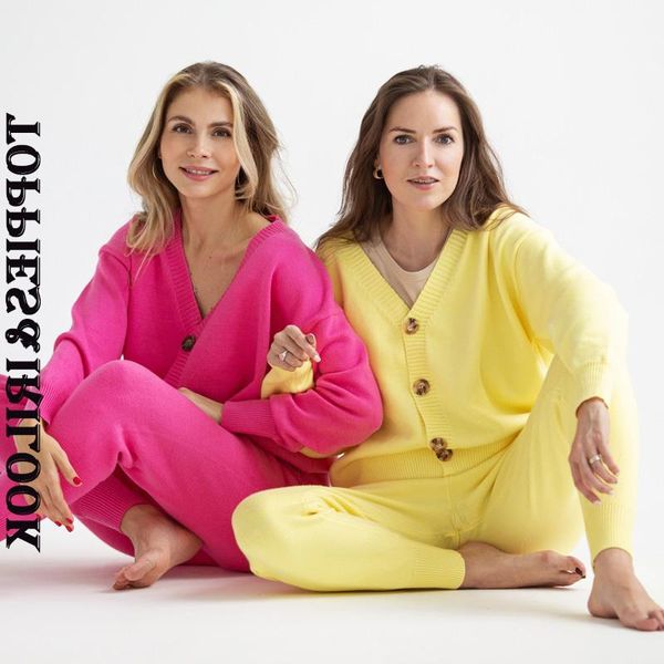 

women's two piece pants knitting ies womens set cardigan sweater casual tracksuits high waist pencil clothes 2021, White