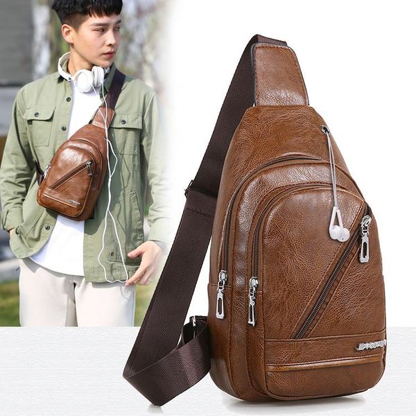 

fashion men's chest bag shoulder messenger trendy male sports student waterproof leisure small backpack