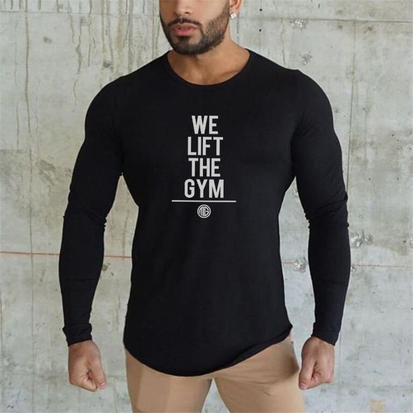 Muscleguys Fitness Langarm T-Shirt Männer Markenkleidung Lässige Turnhallen T-Shirt Männlich Slim Fit Stretch Herbst Muskel T-Shirt 210421