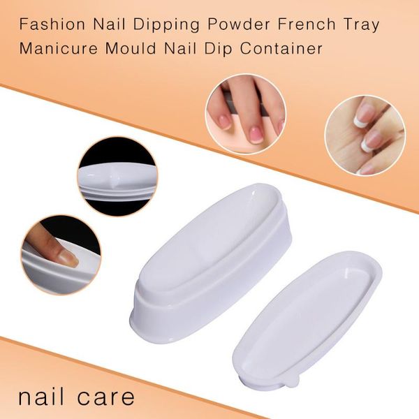 

nail art kits professionalfashion dipping powder french tray manicure mould container dual use for short extended nails molding white
