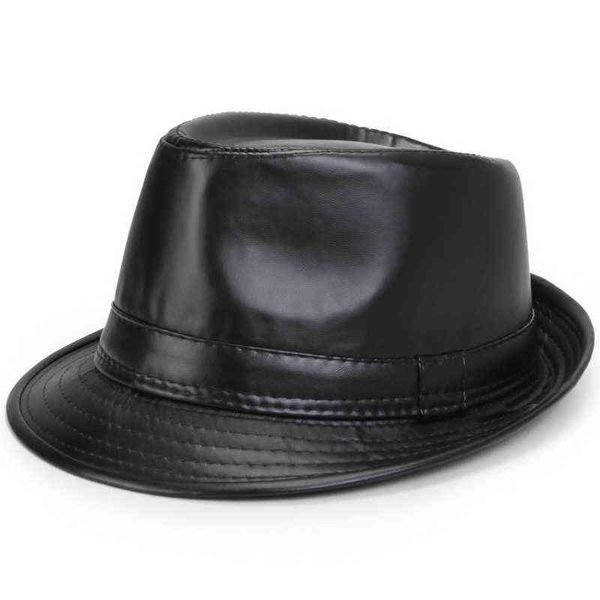 

black fitted jazz hip-pop gorras cap solid color leather mans wide brim stetson fedoras british hats for men women gentman, Blue;gray