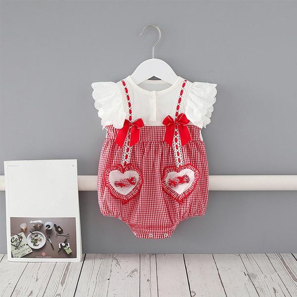 

rompers baby summer clothes plaid born infant girls bodysuits cotton jumpsuit outfit 0-18m, Blue