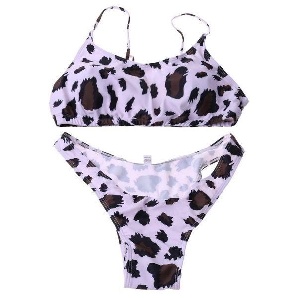 

one-piece suits women two piece bikini set boho leopard snakeskin printing swimsuit strappy push up padded high cut bathing suit beachw