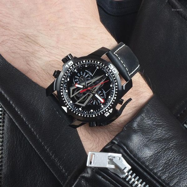 

reef tiger/rt arrival all black waterproof wrist watch stainless steel chronograph relogio masculino rga3591 wristwatches, Slivery;brown