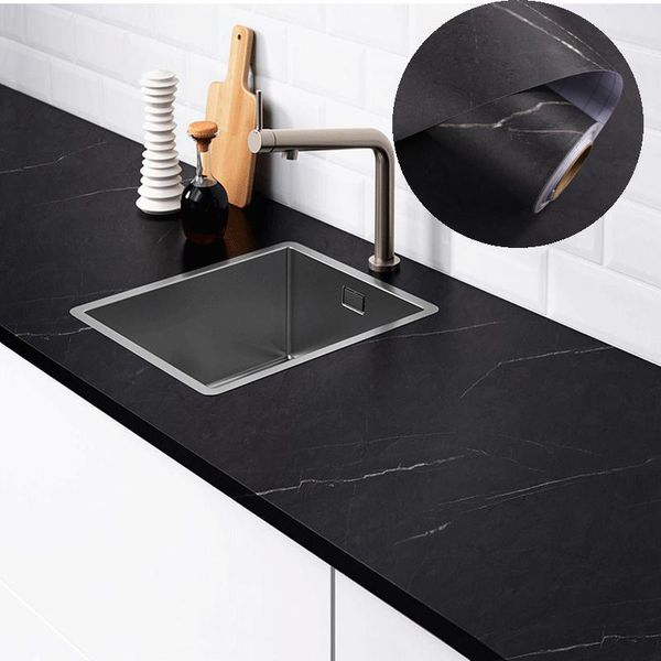 

marble stickers thick black stone self-adhesive kitchen waterproof cabinet deskdining table rock board matte pvc wallpape wallpapers