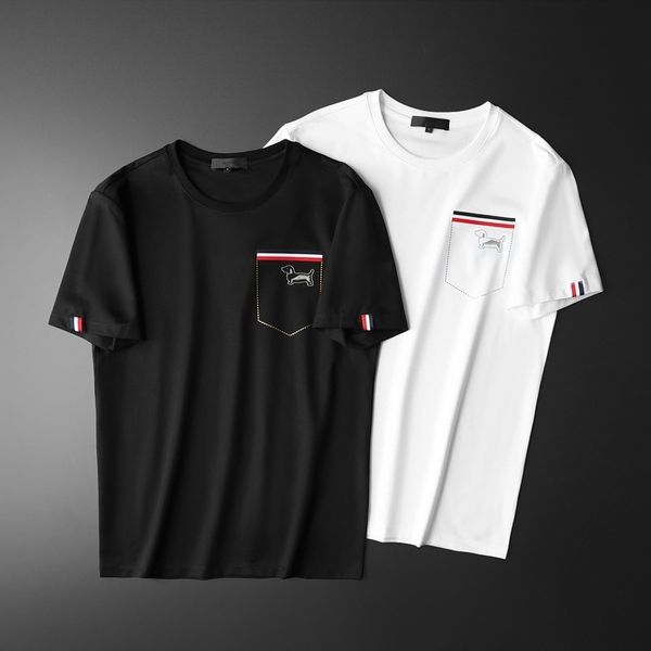 

fashion t shirts 2021 summer men's round neck printed short sleeve high end tencel cotton pullover, White;black